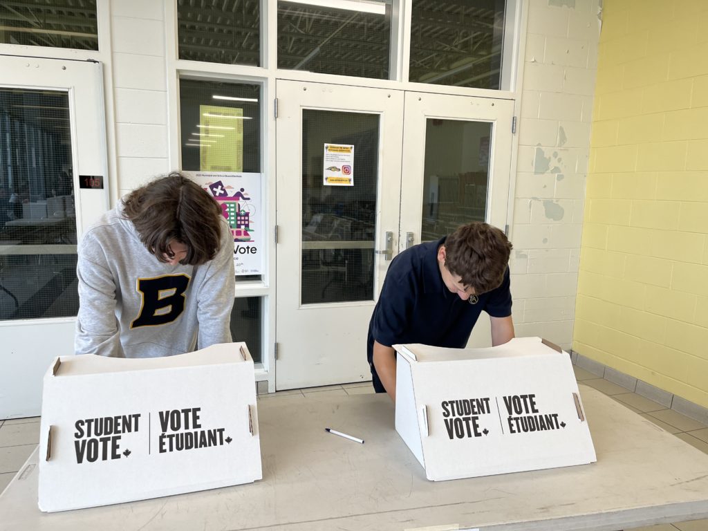 Two students place votes